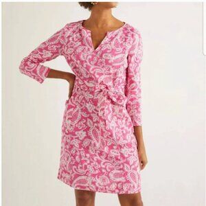 Boden Kelsey Linen Tunic Dress Paisley Pink